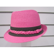 Sombreros Fedora para el sol con trenza de papel fino - YJ36